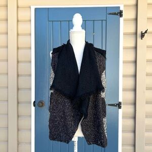 Miss Me Boho Open-Front Mixed Knit Vest Cardigan Women’s Size Small